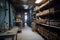 spooky cellar with old wine racks