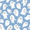 Spooky doodle ghosts vector pattern