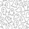 Spooky doodle outline ghosts vector pattern