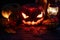 Spooky evil scary pumpkin night horror lantern candle light, happy halloween
