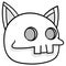 Spooky faced cat skull head logo. carton emoticon. doodle icon drawing