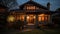 The spooky footpath illuminated by lanterns leads to the cottage generated by AI