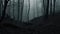 Spooky forest silhouette, mystery and horror in tranquil scene generated by AI