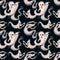 Spooky ghosts Halloween seamless pattern digital illustration