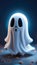 Spooky halloween ghost cartoon character design illustration AI Generated