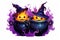Spooky Halloween Stickers with Witch Cauldrons on White Background AI Generated