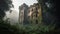 Spooky old ruin, a dark mystery of ancient gothic architecture