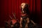 Spooky portrait of a Labrador Retriever in a Halloween setup in studio, dramatic lighting. Created with generative AI