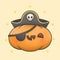 Spooky pumpkin with pirate costume cartoon hand drawn style
