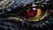 Spooky reptile portrait dragon eye reflects elegance and danger generated by AI