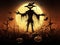Spooky Scarecrow in Pumpkin Patch Clipart