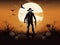 Spooky Scarecrow in Pumpkin Patch Clipart