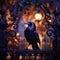 Spooky Scary Raven Bird Crow Old Vintage Wrought Iron Gateway Halloween Background