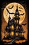 Spooky scene Moonlight Haunted House in Halloween darknight