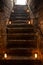 Spooky stone stairs in old castle