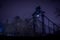 Spooky view of an old bridge in the town of Opole, Poland - great for a horror movie concept