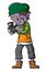 Spooky zombie photographer cartoon character on white background