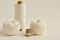 Spools with white threads  needle and thimble on white background.