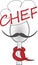 Spoon, chef`s cap and tie chef logo