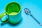Spoon and cup with microplastics
