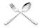 A spoon and fork isolated on a white background