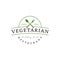 Spoon Fork Knife for Vegan Restaurant Bar Bistro Vintage Retro Logo design