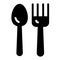 Spoon and fork solid icon. Silverware vector illustration isolated on white. Utensil glyph style design, designed for