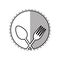 spoon and fork utensil kitchen label outline