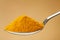 Spoon of ground, powder turmeric