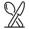 Spoon and knife cross icon, outline style