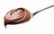 Spoon of melted chocolate hazelnut cream isolated on a white background