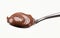 Spoon of melted chocolate hazelnut cream isolated on a white background