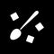 Spoon with sugar cubes dark mode glyph icon