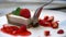Spoon Takes a Piece of Delicious Strawberry Cheesecake Bokeh Slow Motion 4k