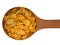 Spoonful of cornflakes isolated over white background