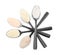 Spoons with different types of flours on white background