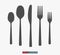 Spoons, forks and knifes flat silhouettes. Vector illustration.