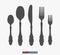 Spoons, forks and knifes flat silhouettes. Vector illustration.