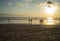 Sport activities at Kuta Beach, Bali-Indonesia in the sunset time