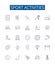 Sport activities line icons signs set. Design collection of Athletics, Rugby, Tennis, Baseball, Cycling, Swimming