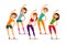 Sport, aerobics, healthy lifestyle concept. Group of people engaged fitness in gym. Funny cartoon vector illustration