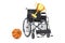 Sport Award Concept. Golden Award Trophy, Wheelchair and Basketball Ball. 3d Rendering