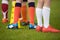 Sport background. Soccer team; football team; soccer socks and s