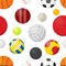 Sport balls background. Flat banner with balls for football basketball soccer baseball sport games. Vector healthy