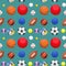 Sport balls seamless pattern background tournament win round basket soccer equipment vector illustration.