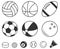 Sport balls. Vector silhouettes isolated on white