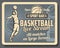 Sport bar retro advertisement of basketball game