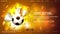 Sport betting, orange banner with offer, interface elements, soccer ball and champion cups