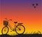 Sport bike vintage sunset vector illustration and silhouette.