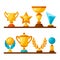 Sport or business trophy award icons set on